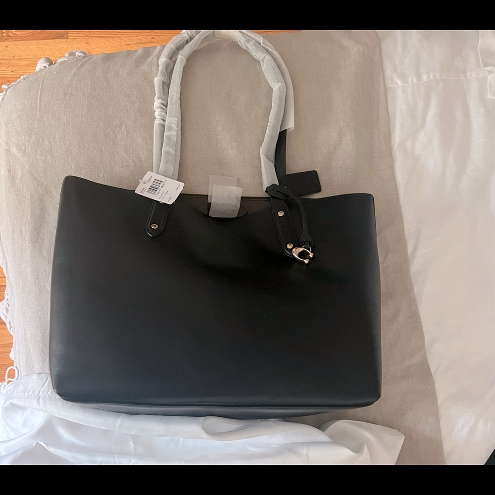 NWT Black Coach Large Leather Tote